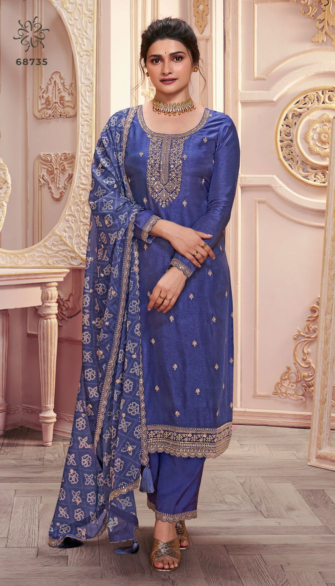 Saanjh By Vinay Kuleesh Silk Georgette Embroidered Salwar Kameez Manufacturers
